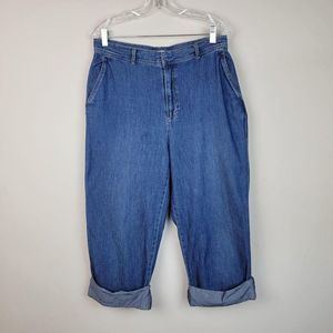 Vintage High Rise Paper Bag Cropped Jeans Size 14